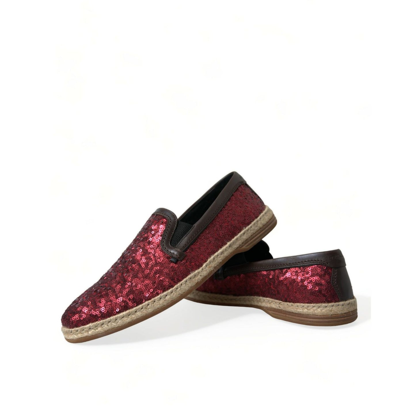 Dolce & Gabbana Red Sequined Loafers Slippers Men Shoes