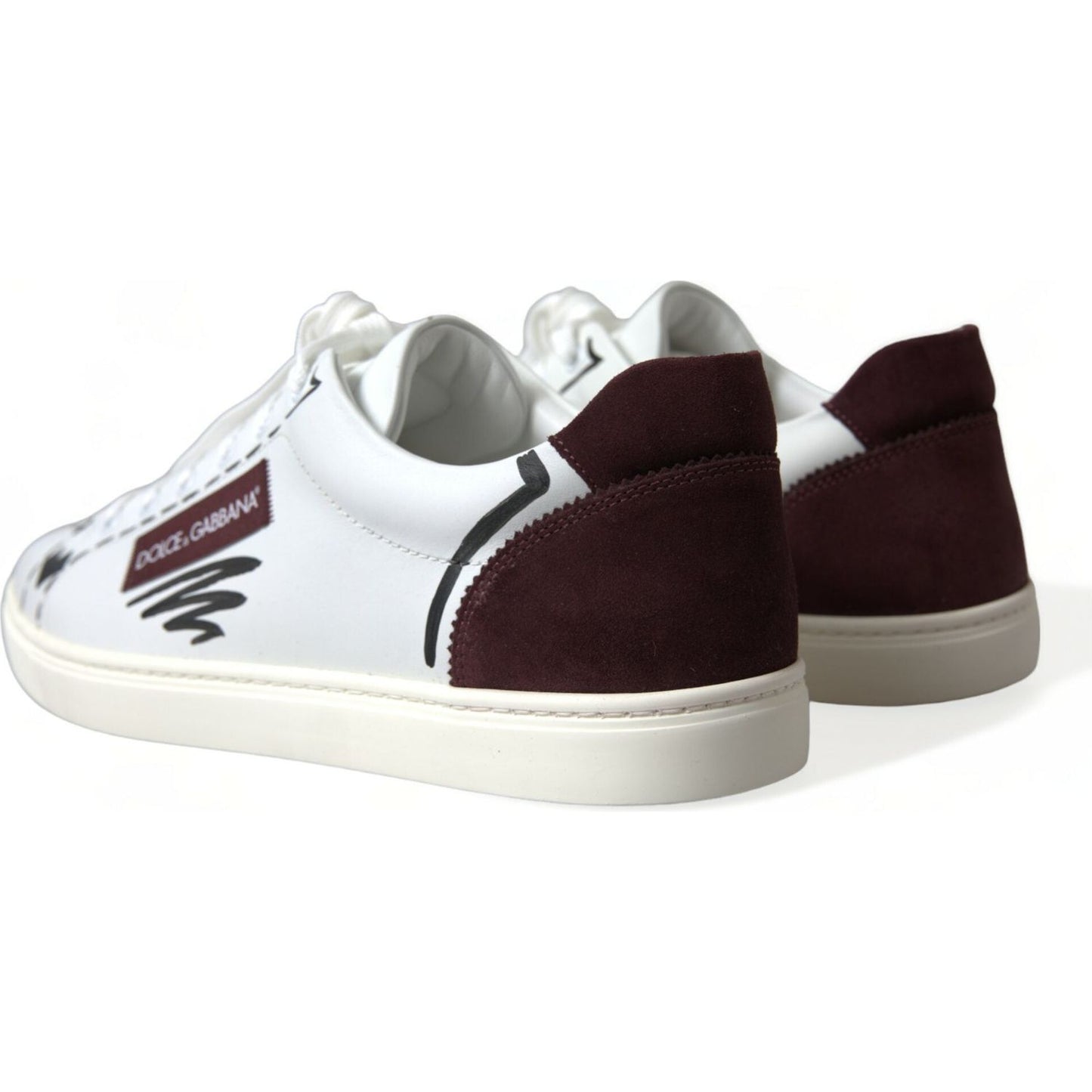 Dolce & Gabbana Exclusive White Bordeaux Low Top Sneakers Dolce & Gabbana