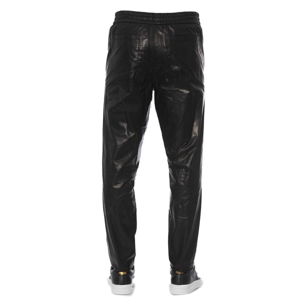 Trussardi Black Lamb Leather Jeans & Pants