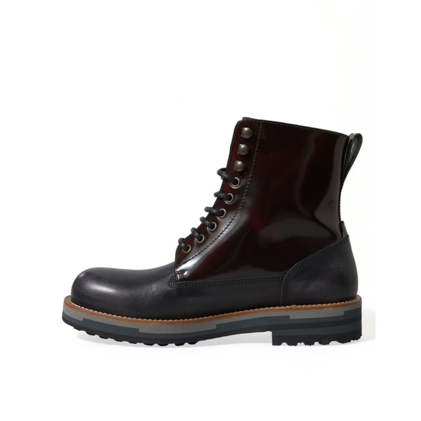 Dolce & Gabbana Black Leather Military Combat Boots Shoes