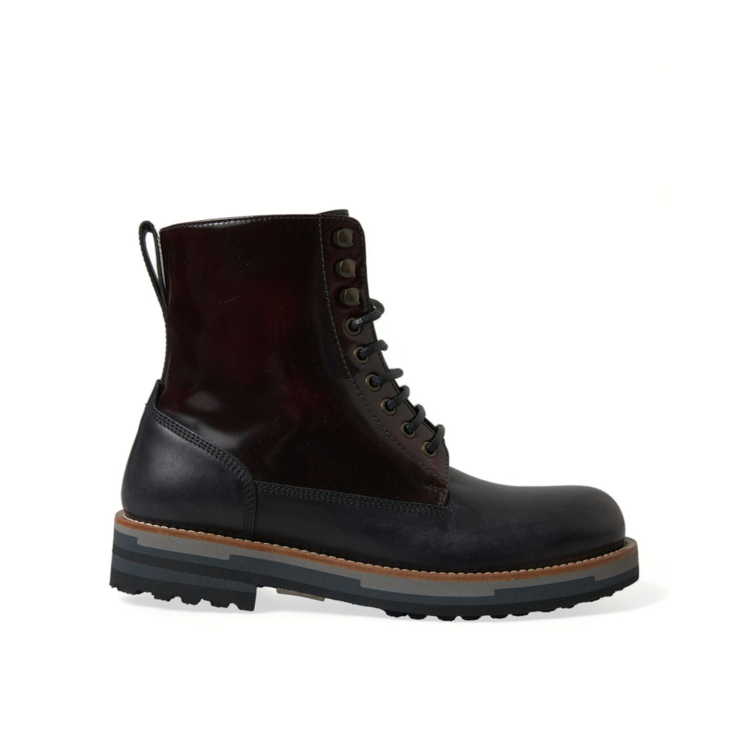 Dolce & Gabbana Black Leather Military Combat Boots Shoes