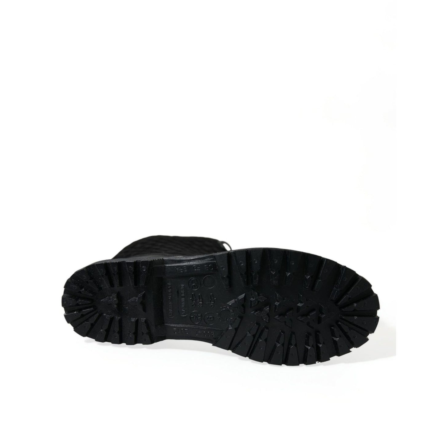 Dolce & Gabbana Black Chioggia Rubber Suede Rain Boots Shoes