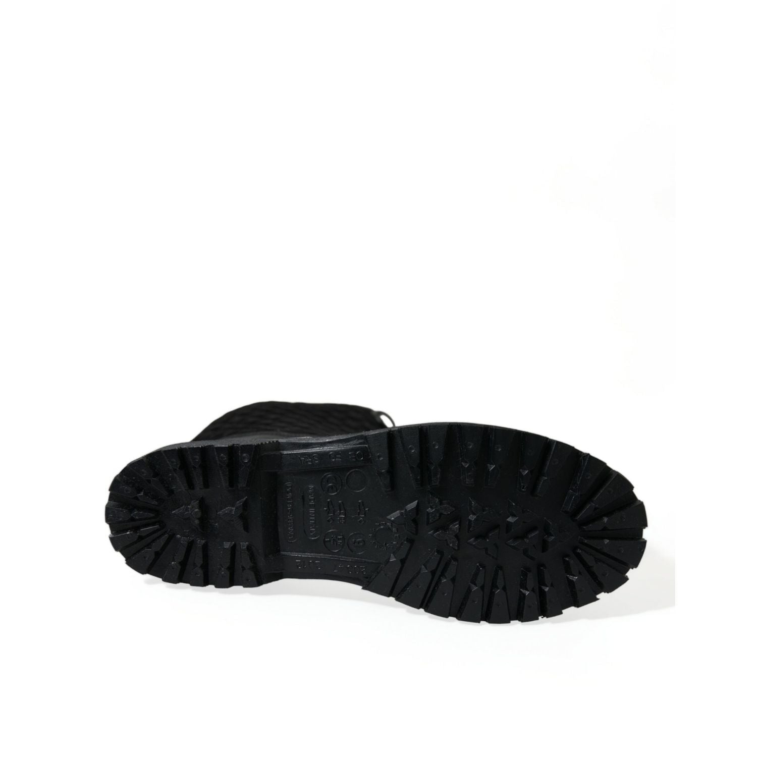 Dolce & Gabbana Black Chioggia Rubber Suede Rain Boots Shoes