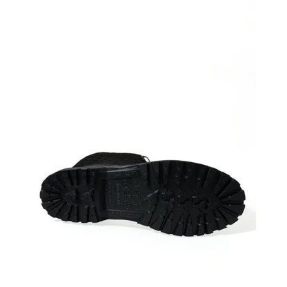 Dolce & Gabbana Black Chioggia Rubber Suede Rain Boots Shoes