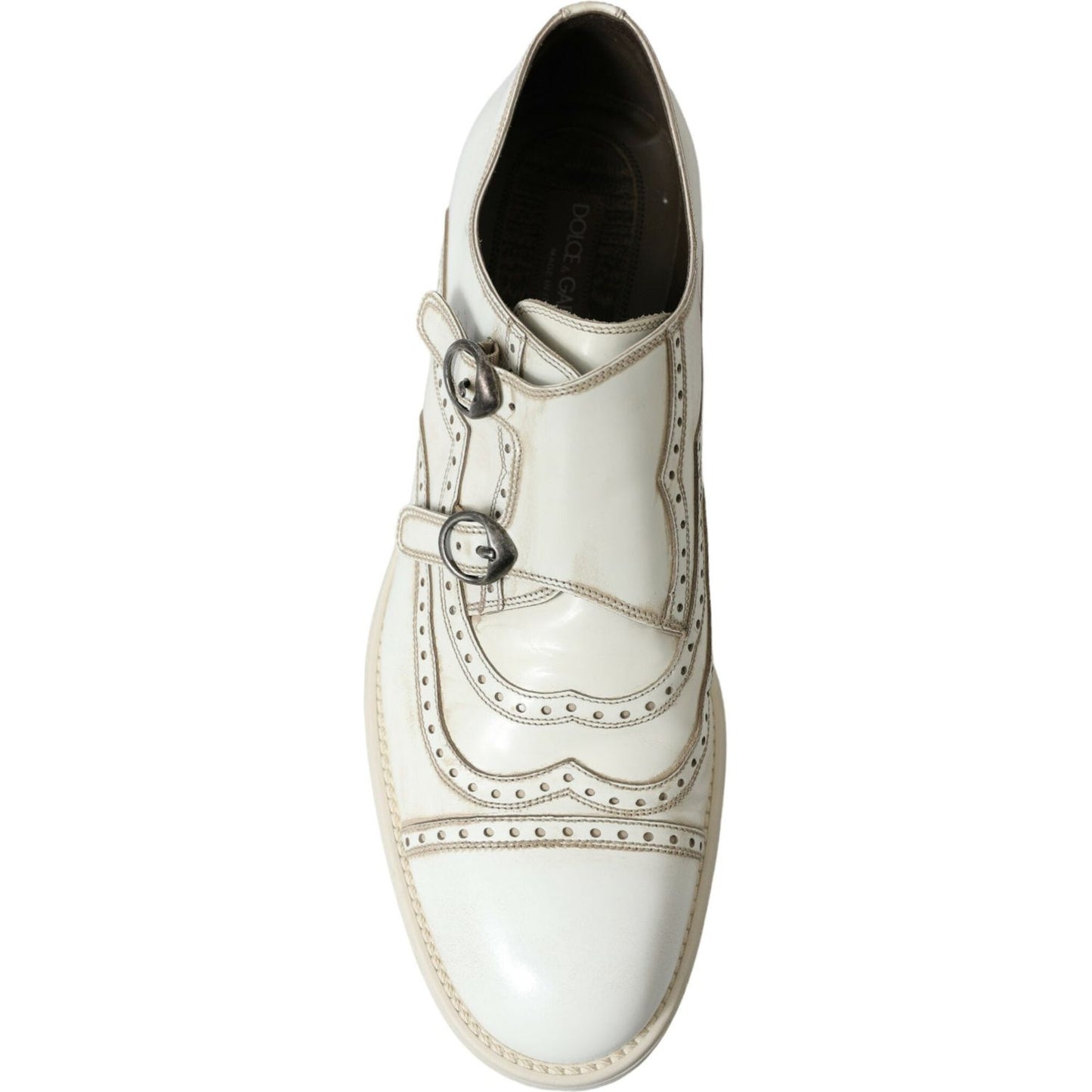 Dolce & Gabbana Elegant White Leather Derby Dress Shoes Dolce & Gabbana