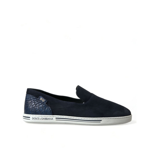 Dolce & Gabbana Blue Suede Caiman Loafers Saint Tropez Shoes