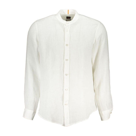 Hugo Boss White Linen Men Shirt