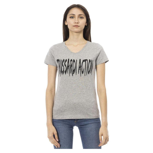 Trussardi Action Gray Cotton Women Top Trussardi Action