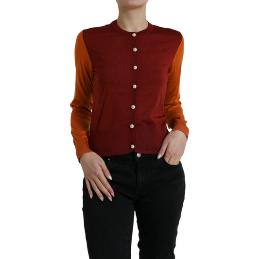 Dolce & Gabbana Elegant Silk Cardigan Sweater in Vibrant Tones Dolce & Gabbana