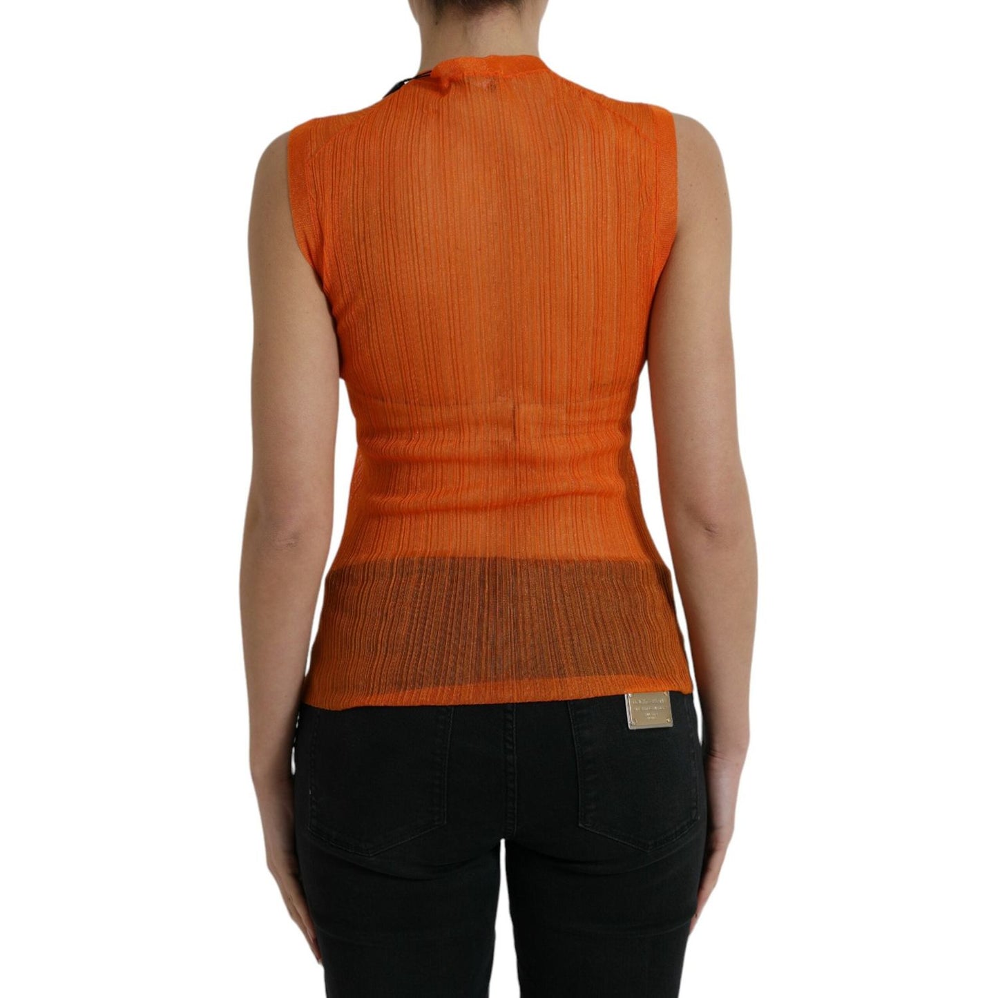 Dolce & Gabbana Chic Orange Crew Neck Tank Top Dolce & Gabbana