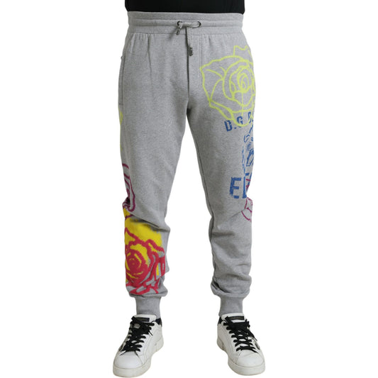 Dolce & Gabbana Gray Cotton Graffiti Sweatpants Jogger Pants 1728,67345645728,Athletic Pants - Pants - Clothing,Clothing,Dolce & Gabbana,Gray,IT48 | M,Jeans & Pants - Men - Clothing,Joggers (workout pants) - Sportswear - Clothing,Material: 100% Cotton,Men