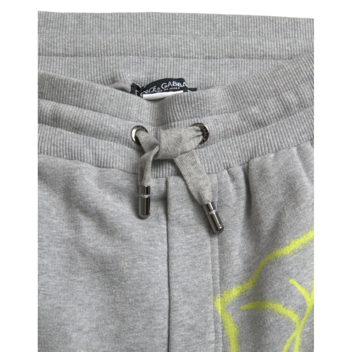 Dolce & Gabbana Gray Cotton Graffiti Sweatpants Jogger Pants