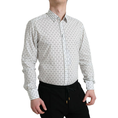 قميص دولتشي آند غابانا الأنيق المصنوع من القطن باللون الأبيض بقصّة Slim Fit
