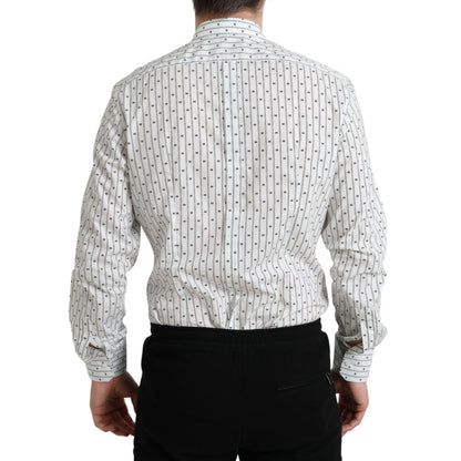 قميص دولتشي آند غابانا الأنيق المصنوع من القطن باللون الأبيض بقصّة Slim Fit