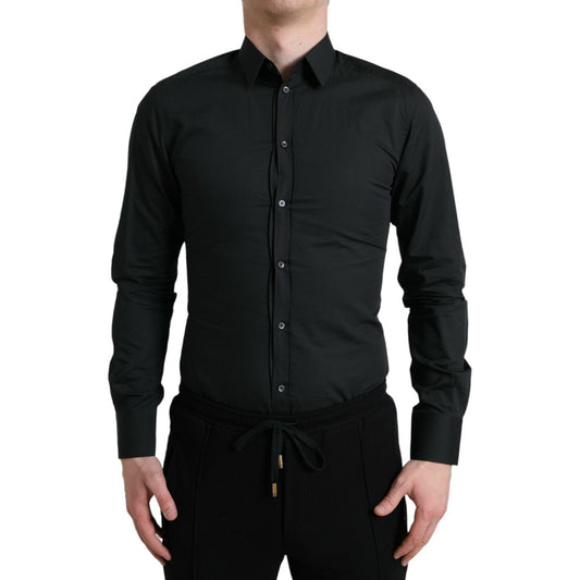 Dolce & Gabbana Black Cotton Silk Formal GOLD Dress Shirt 1728,67345645728,Black,Clothing,Dolce & Gabbana,Dress Shirts - Shirts - Clothing,IT37 | XS,Material: 78% Cotton 22% Silk,Men,Men - Clothing,New with tags,Shirts - Clothing,Shirts - Men - Clothing