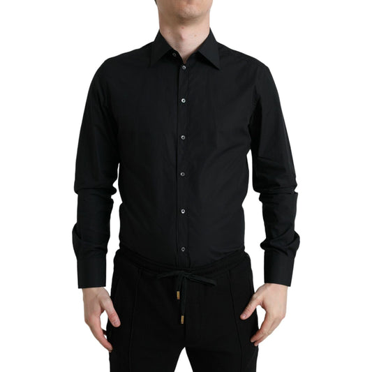 Dolce & Gabbana Black Cotton Men Formal GOLD Dress Shirt 1728,67345645728,Black,Clothing,Dolce & Gabbana,Dress Shirts - Shirts - Clothing,IT37 | XS,Material: 100% Cotton,Men,Men - Clothing,New with tags,Shirts - Clothing,Shirts - Men - Clothing