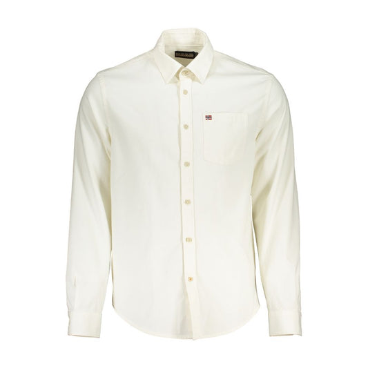 Napapijri White Cotton Men Shirt Napapijri