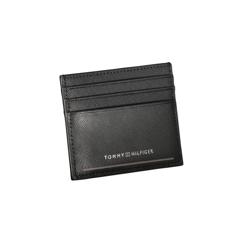 Tommy Hilfiger Sleek Black Leather Card Holder with Contrast Details Tommy Hilfiger