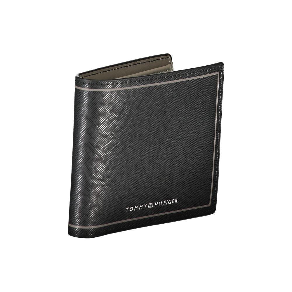 Tommy Hilfiger Elegant Black Leather Dual-Compartment Wallet Tommy Hilfiger