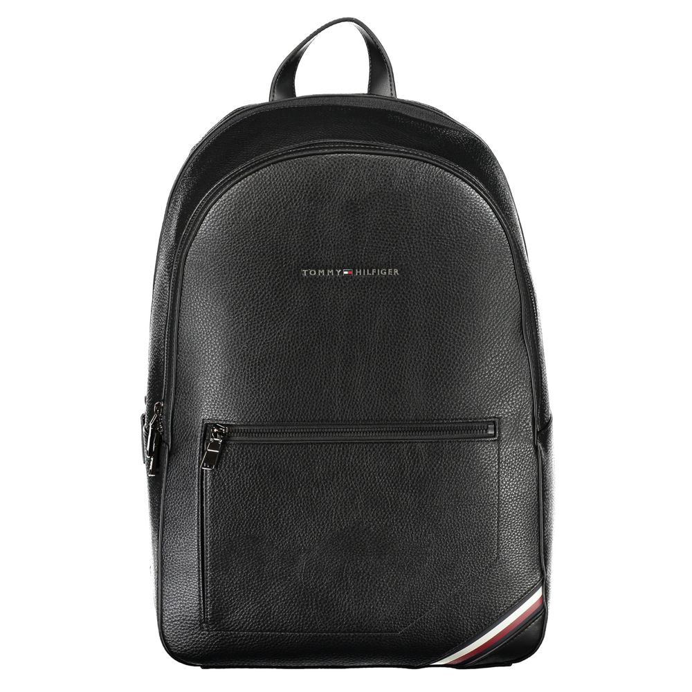 Tommy Hilfiger Elegant Black Urban Backpack with Contrast Details Tommy Hilfiger