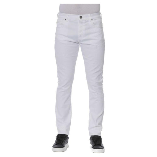Trussardi Jeans White Cotton Men Jeans 1728,67345744032,Clothing,Jeans & Pants - Men - Clothing,Jeans Denim - Clothing,Men,Men - Clothing,New with tags,Slim Fit Jeans - Jeans Denim - Clothing,Trussardi Jeans,W32,W33,W34,White