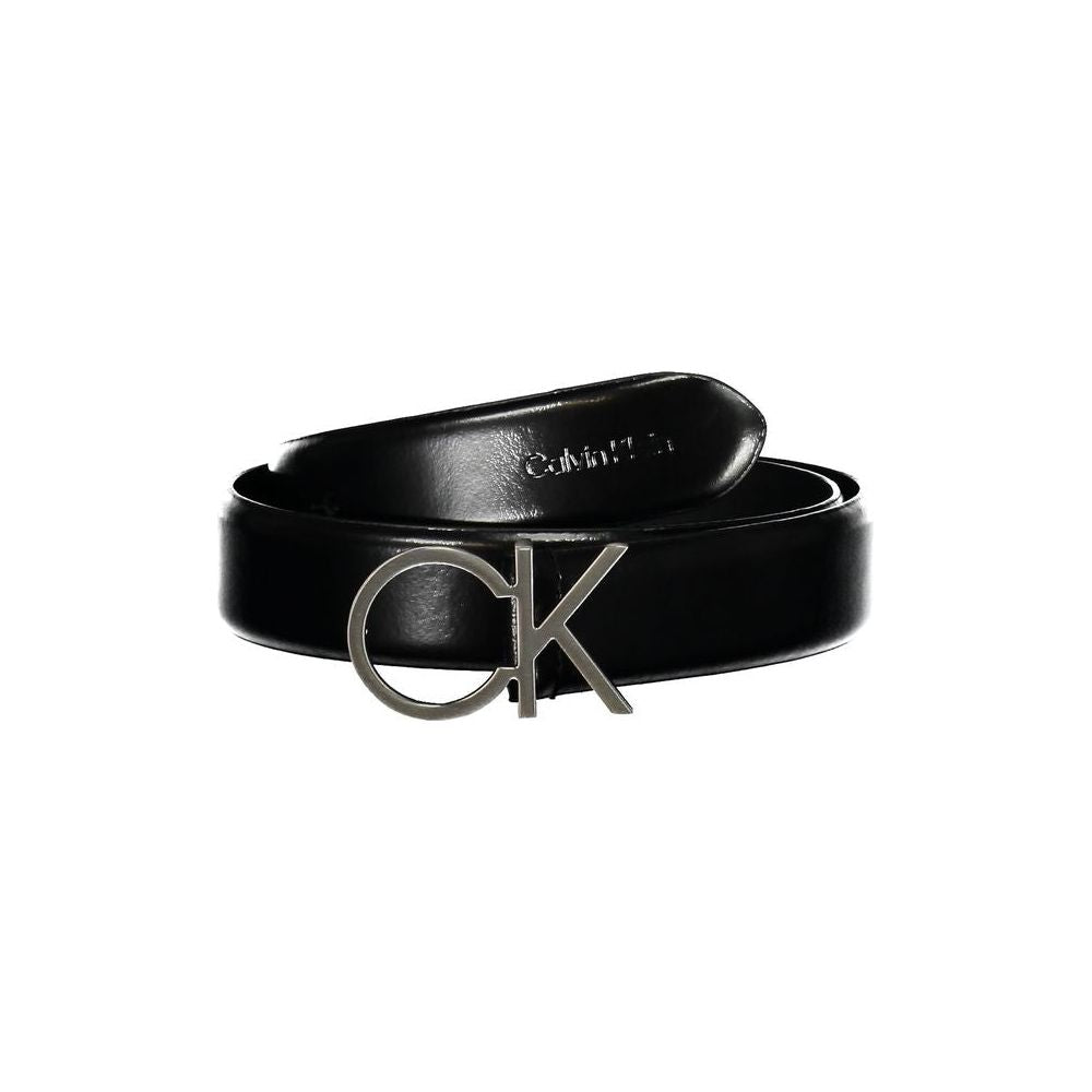 Calvin Klein Elegant Black Leather Belt with Metal Buckle Calvin Klein