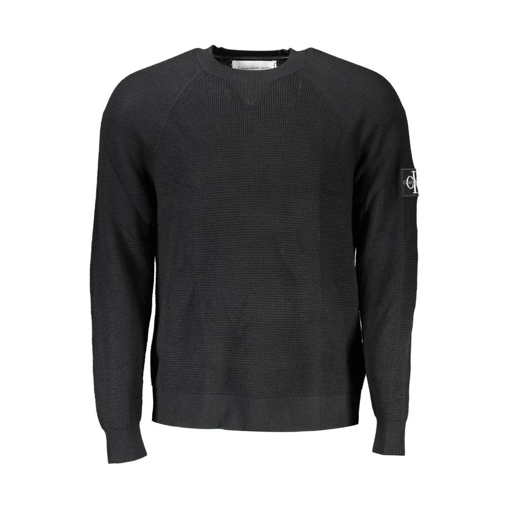 Calvin Klein Elegant Black Wool Sweater - Long Sleeved Crew Neck Calvin Klein