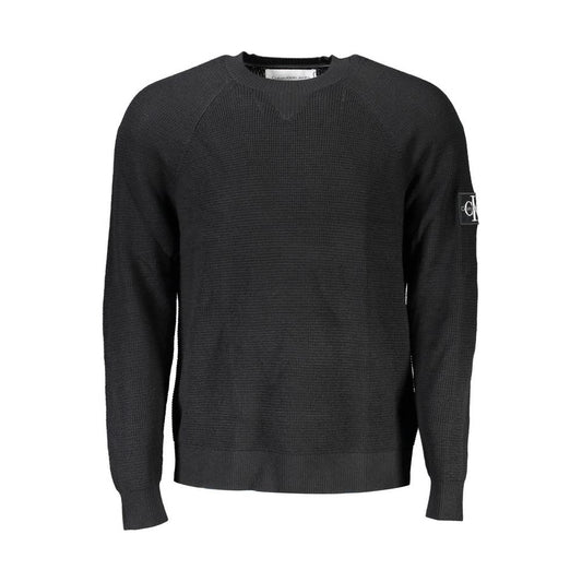 Calvin Klein Elegant Black Wool Sweater - Long Sleeved Crew Neck Calvin Klein