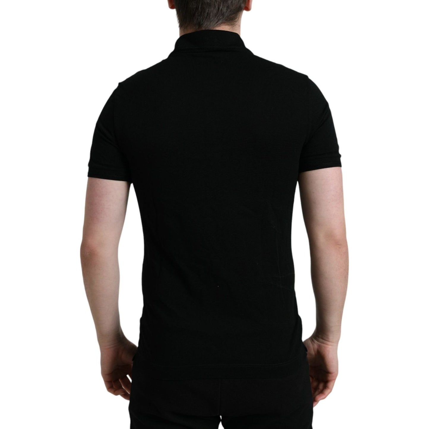 Dolce & Gabbana Elegant Black Cotton Polo Shirt Dolce & Gabbana