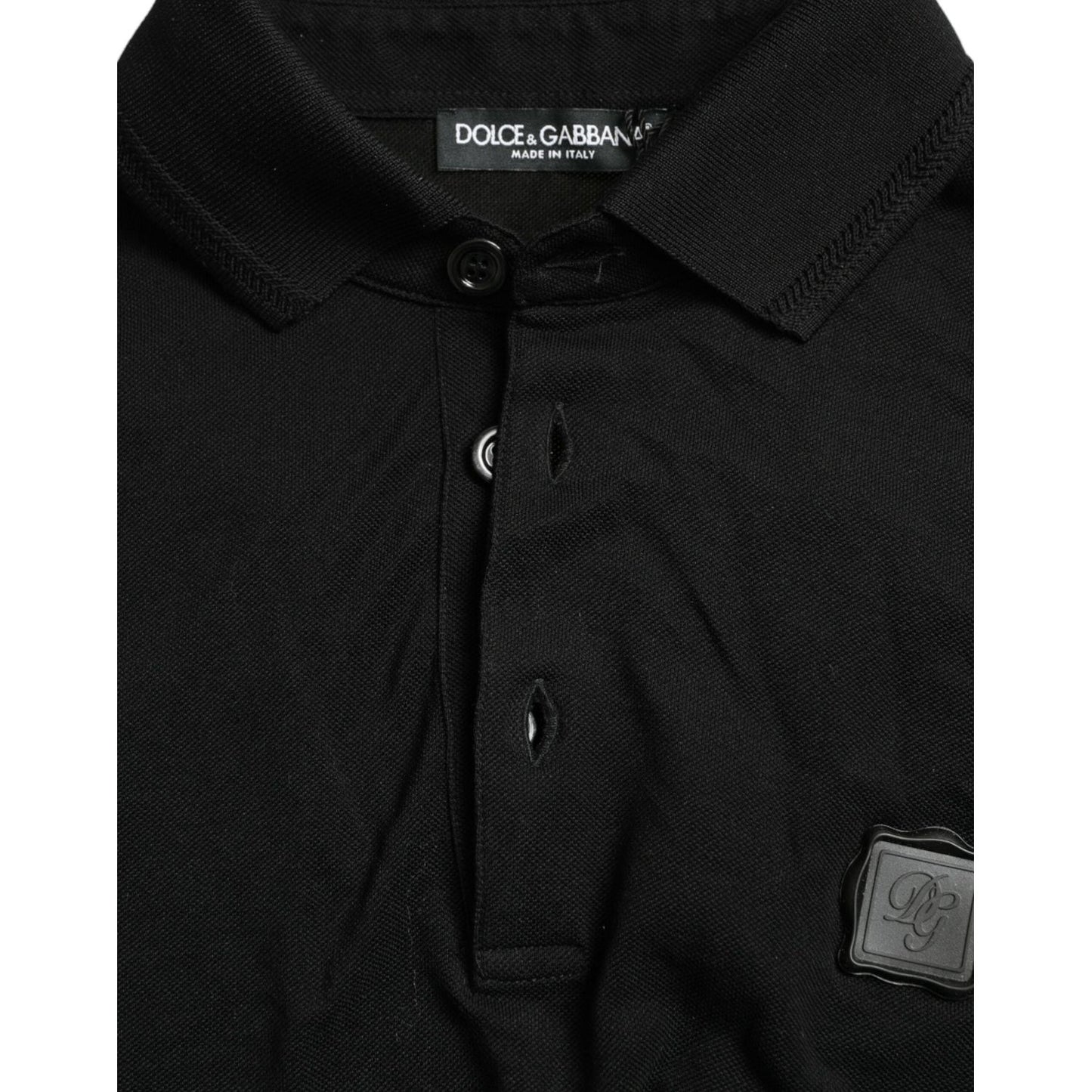 Dolce & Gabbana Elegant Black Cotton Polo Shirt Dolce & Gabbana