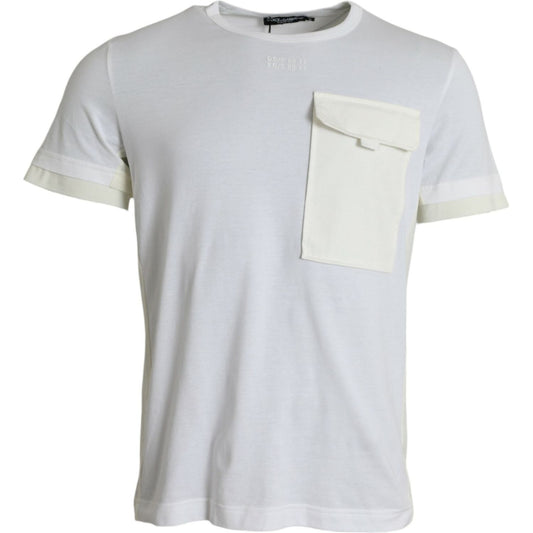 Dolce & Gabbana White Cotton Pocket Short Sleeves T-shirt