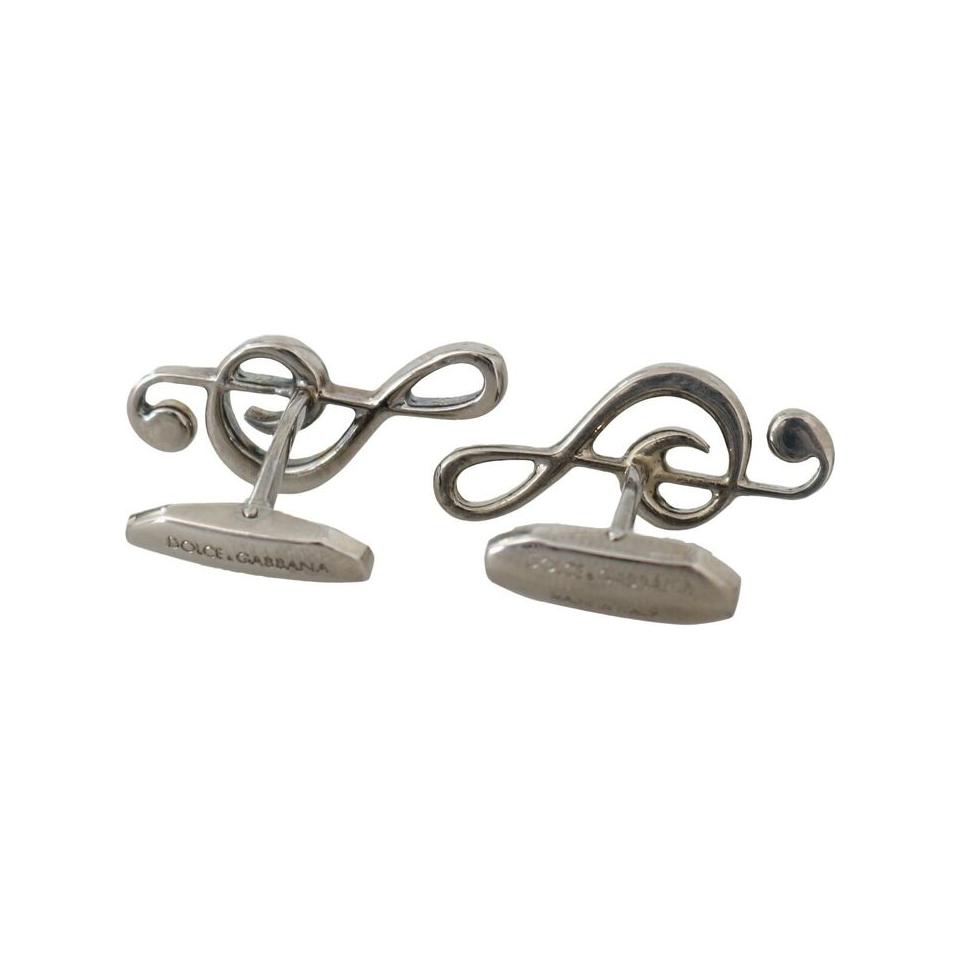 Dolce & Gabbana Elegant Silver Tremble Clef Cufflinks Dolce & Gabbana