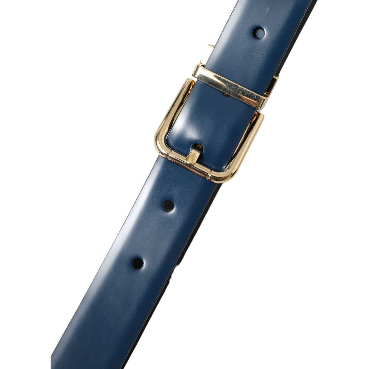 Dolce & Gabbana Elegant Blue Leather Belt with Metal Buckle Dolce & Gabbana