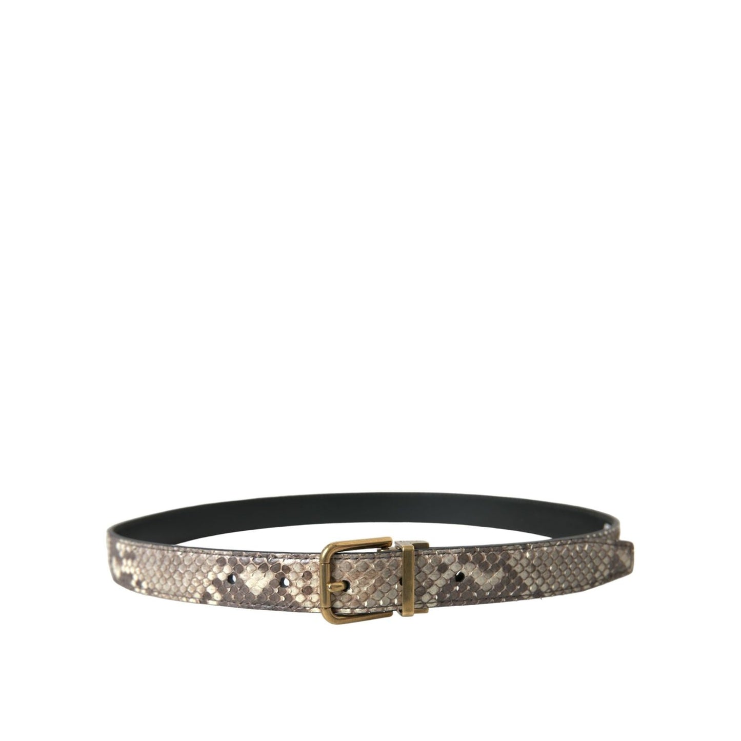 Dolce & Gabbana Brown Python Leather Gold Metal Buckle Belt