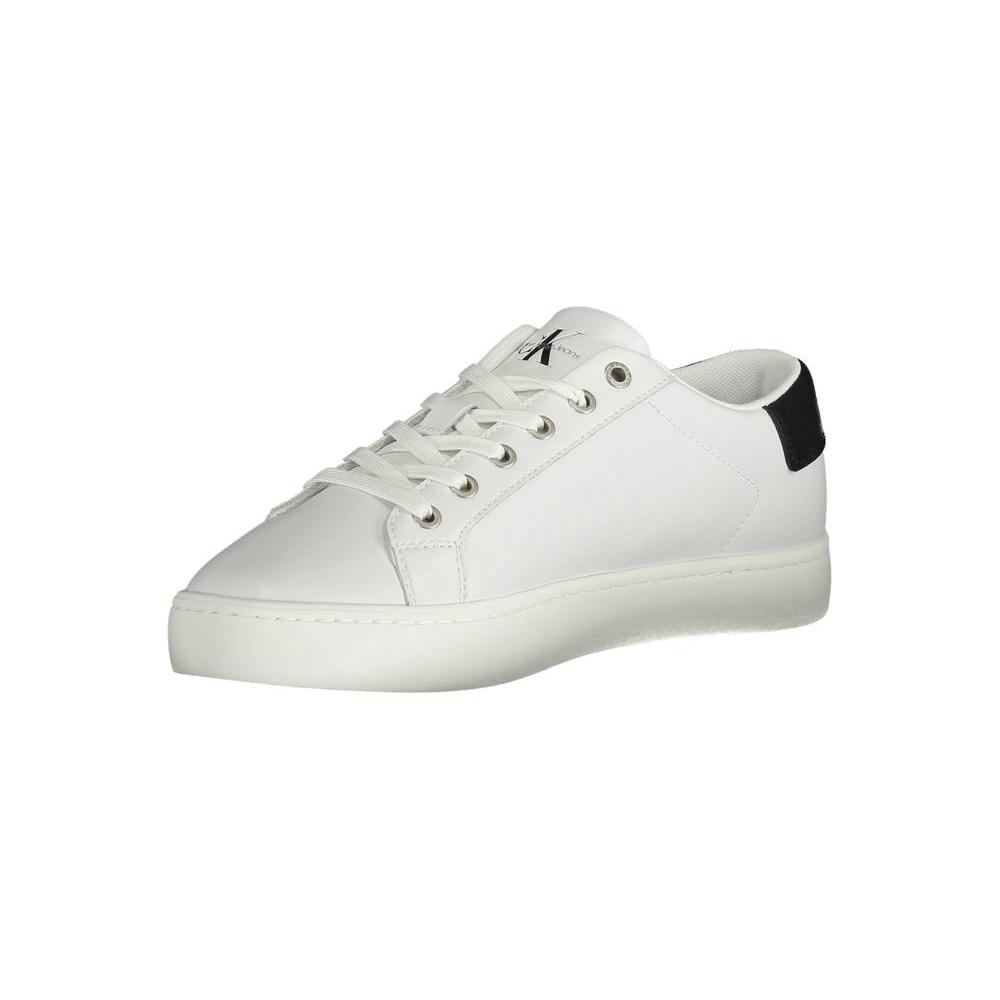 Calvin Klein Sleek White Lace-Up Sneakers with Logo Detail Calvin Klein