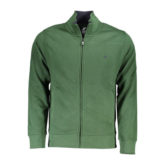 U.S. Grand Polo Chic Green Embroidered Zip Sweatshirt U.S. Grand Polo