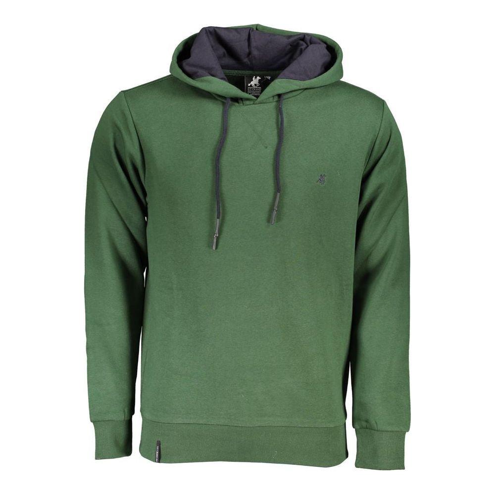 U.S. Grand Polo Elegant Green Hooded Sweatshirt with Embroidery