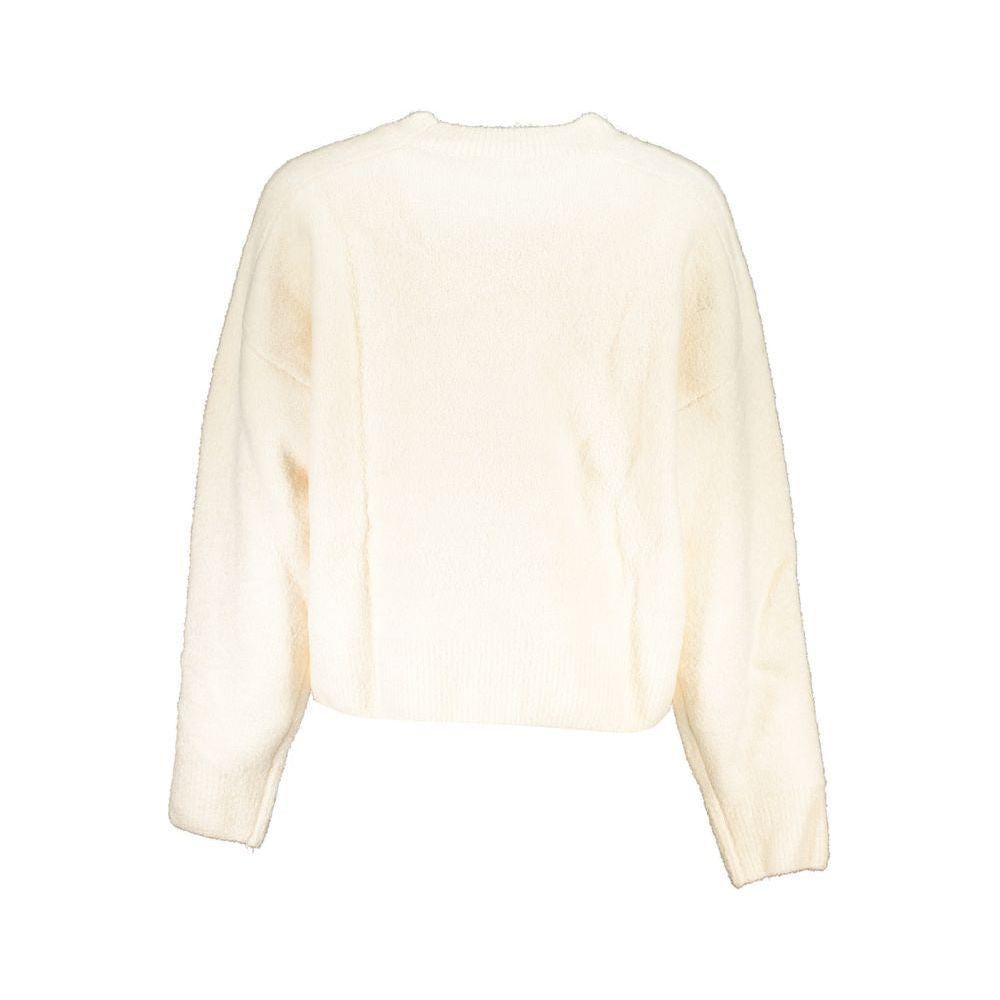 Desigual Chic White Embroidered Crew Neck Sweater Desigual