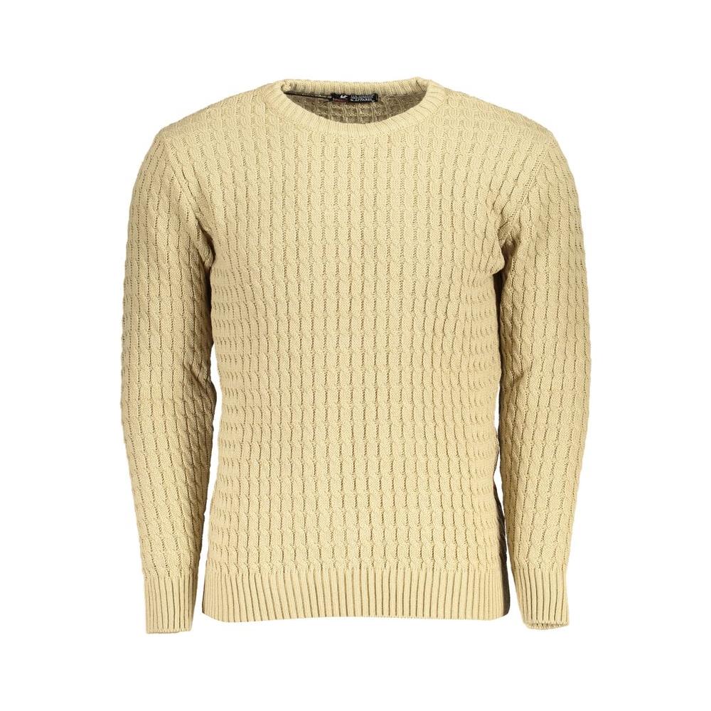 U.S. Grand Polo Beige Twisted Crew Neck Sweater