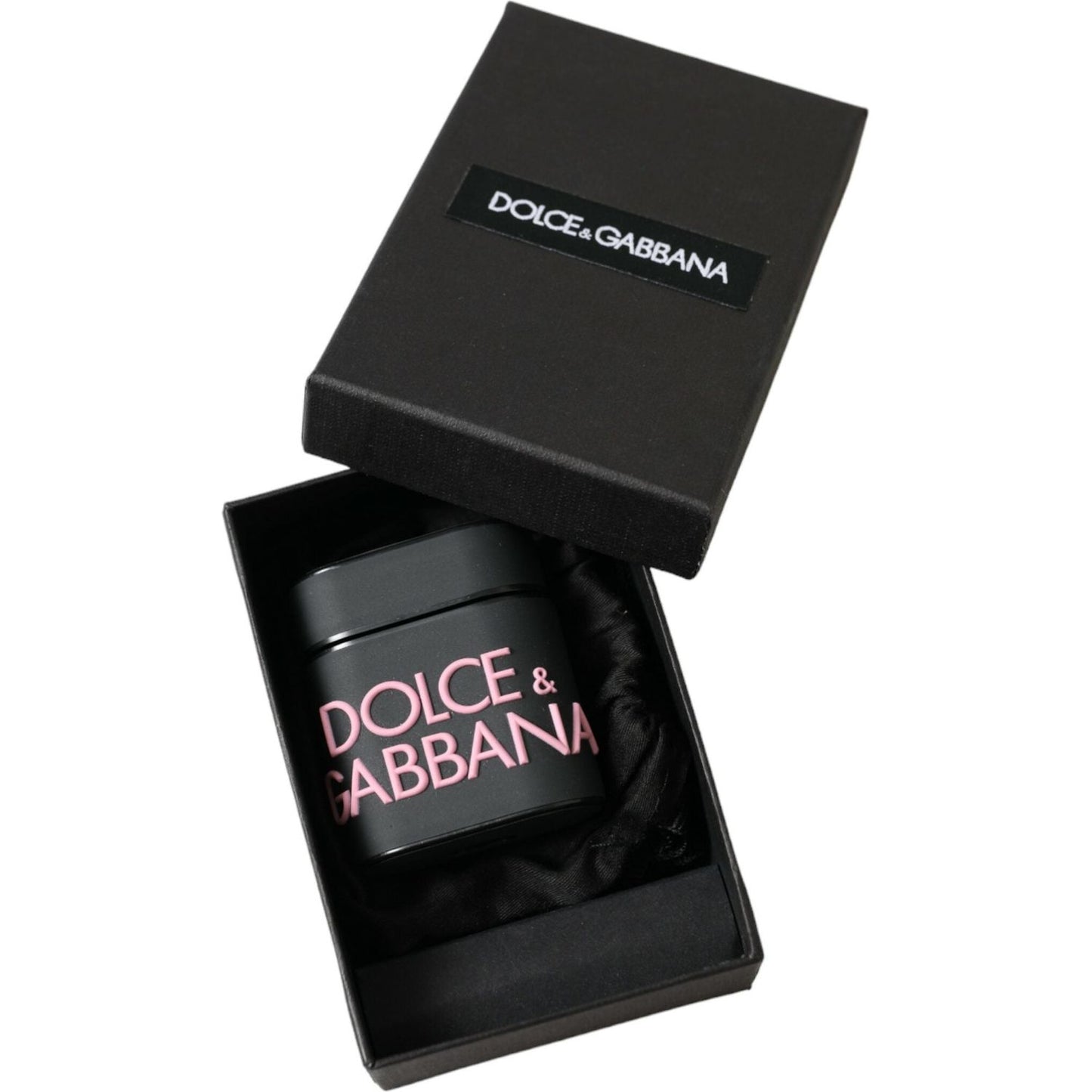 Dolce & Gabbana Black Pink Silicone Embossed Logo Airpods Case