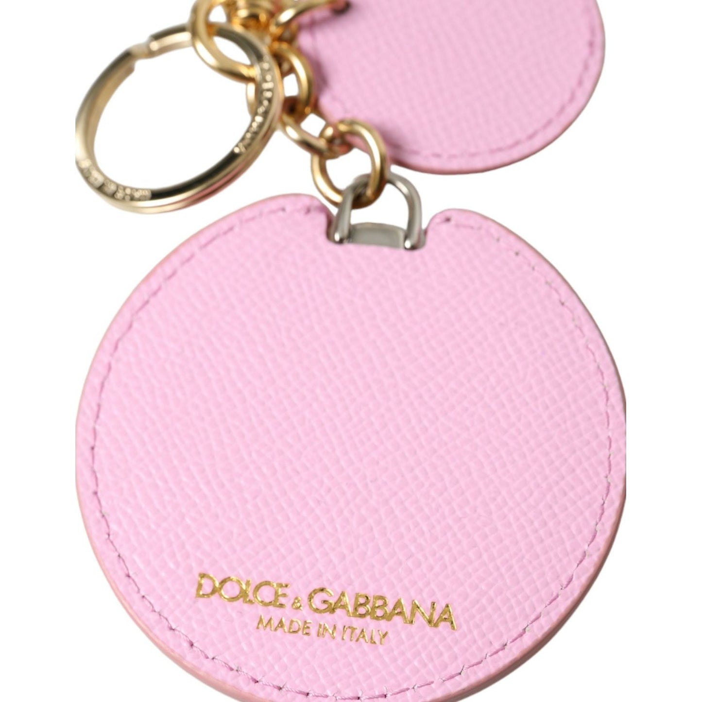 Dolce & Gabbana Elegant Pink Gold Leather Keychain Dolce & Gabbana