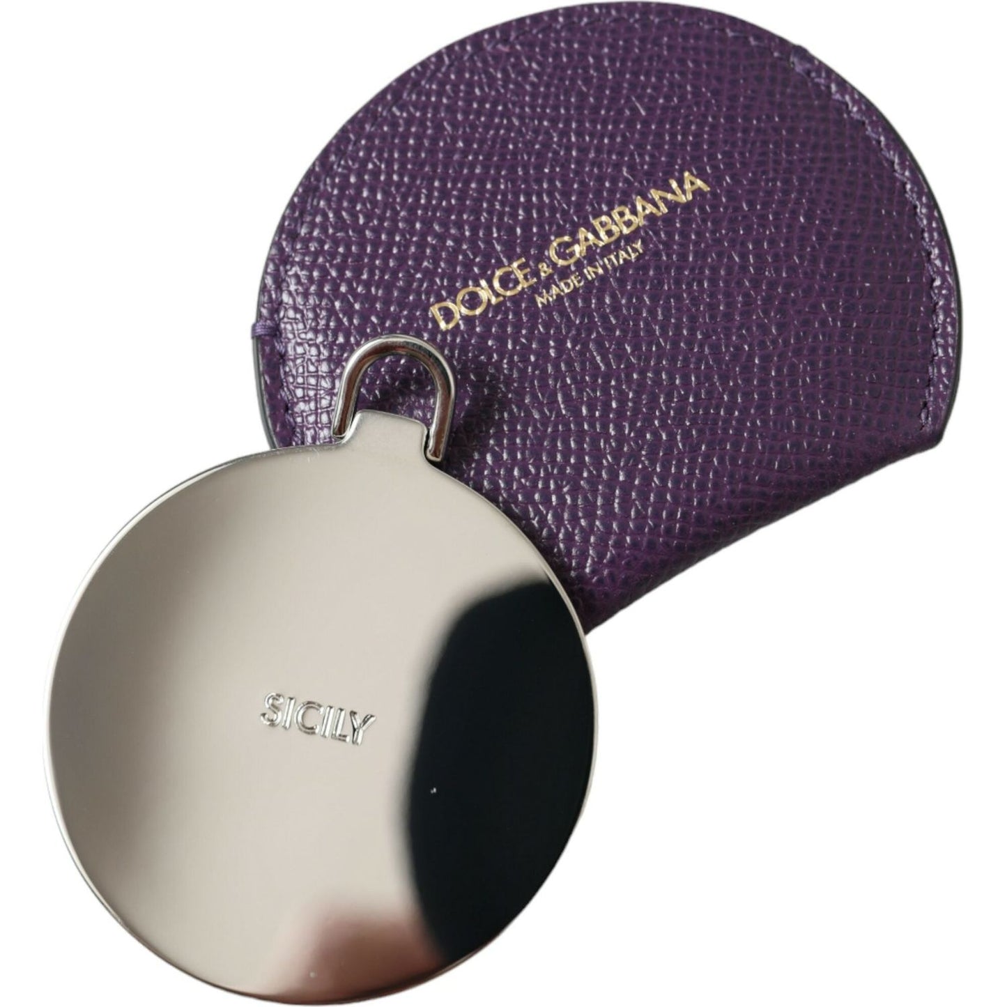 Dolce & Gabbana Elegant Purple Leather Mirror Holder Dolce & Gabbana