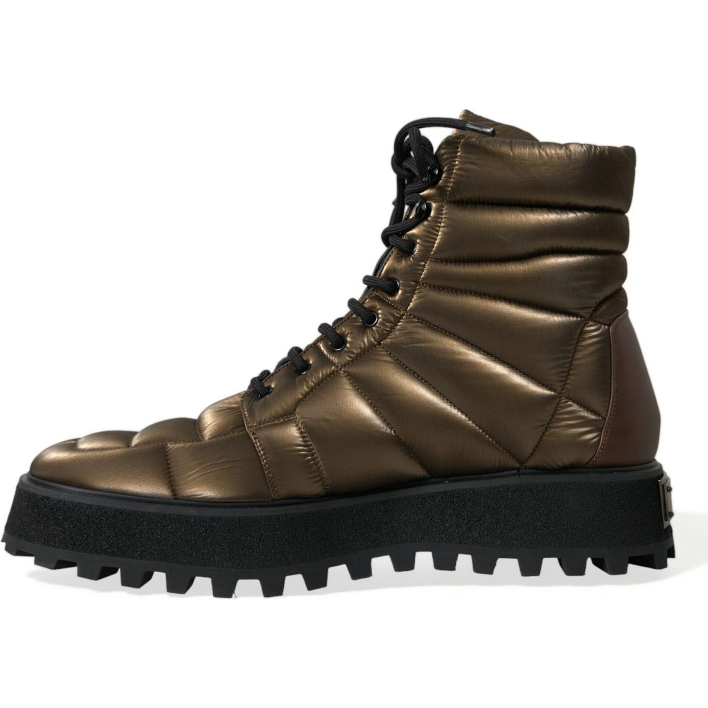 Dolce & Gabbana Bronze Plateau Padded Boots with DG Logo Plate Dolce & Gabbana