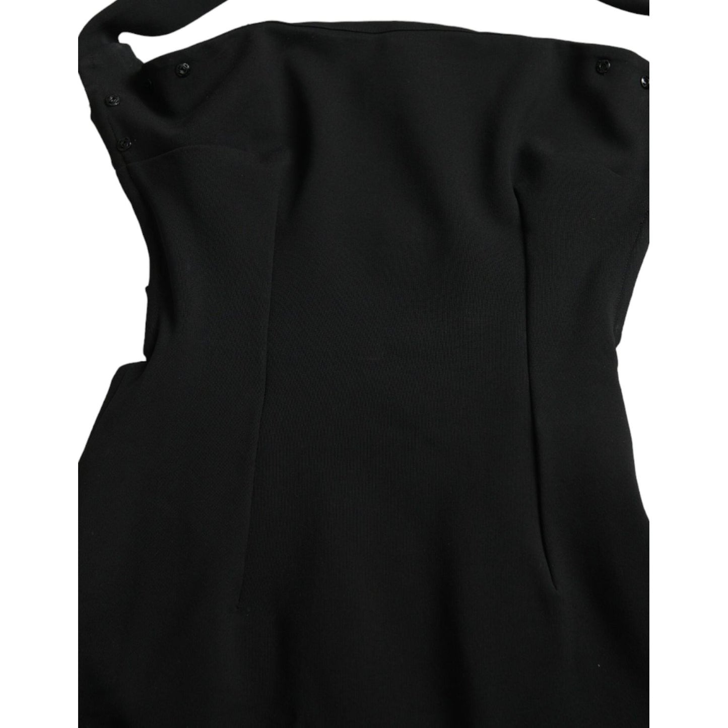 Dolce & Gabbana Black Sheath Halter Sleeveless Midi Dress