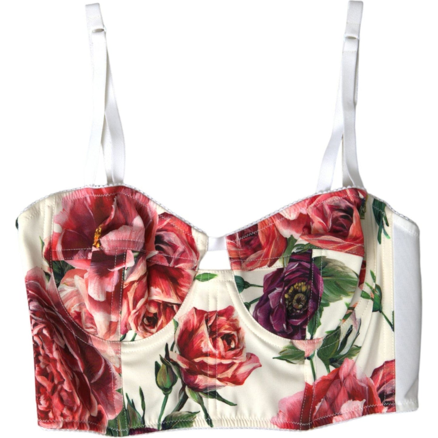 Dolce & Gabbana Floral Silk Blend Bustier Crop Top Dolce & Gabbana