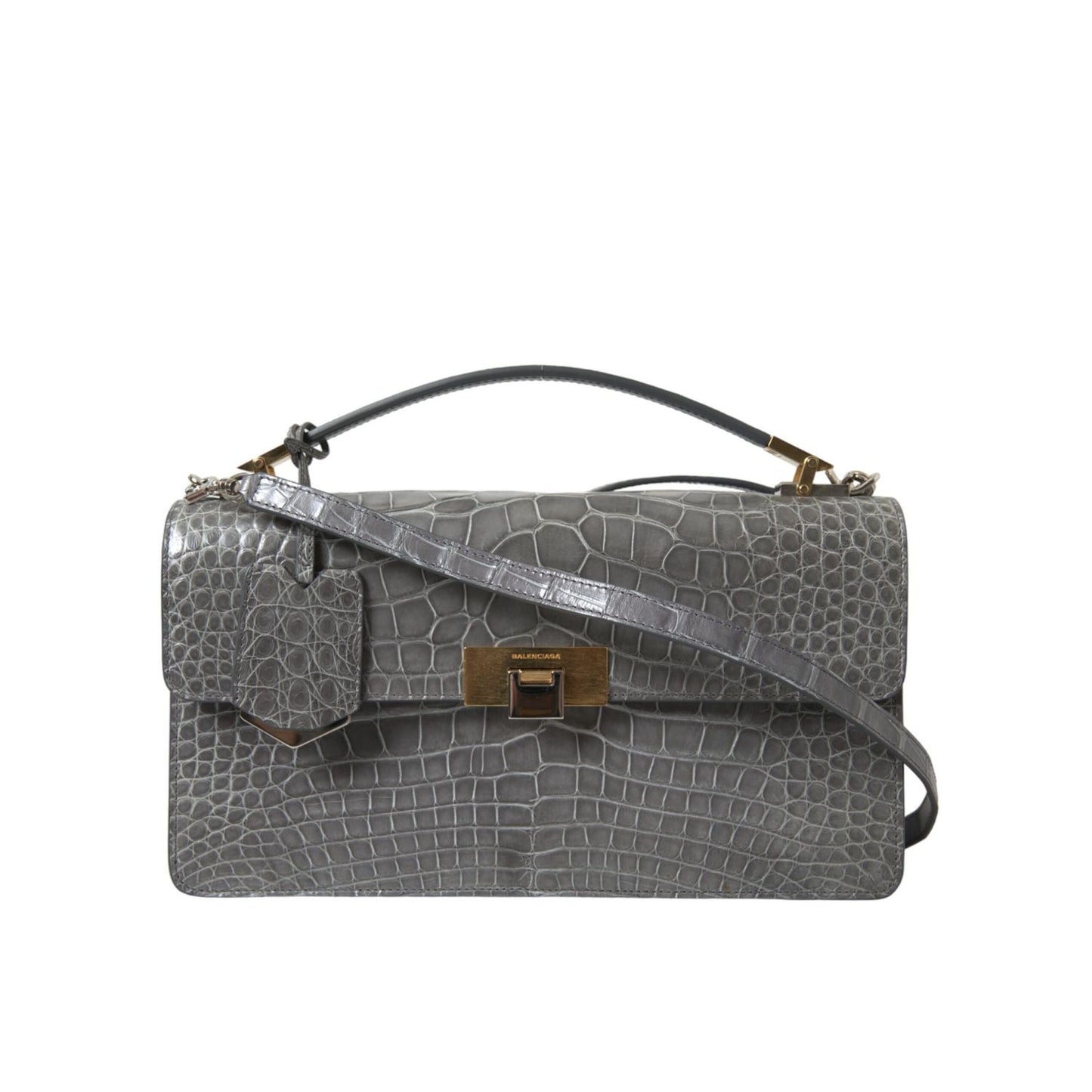 Balenciaga Gray Exotic Leather Medium Shoulder Hand Purse Bag