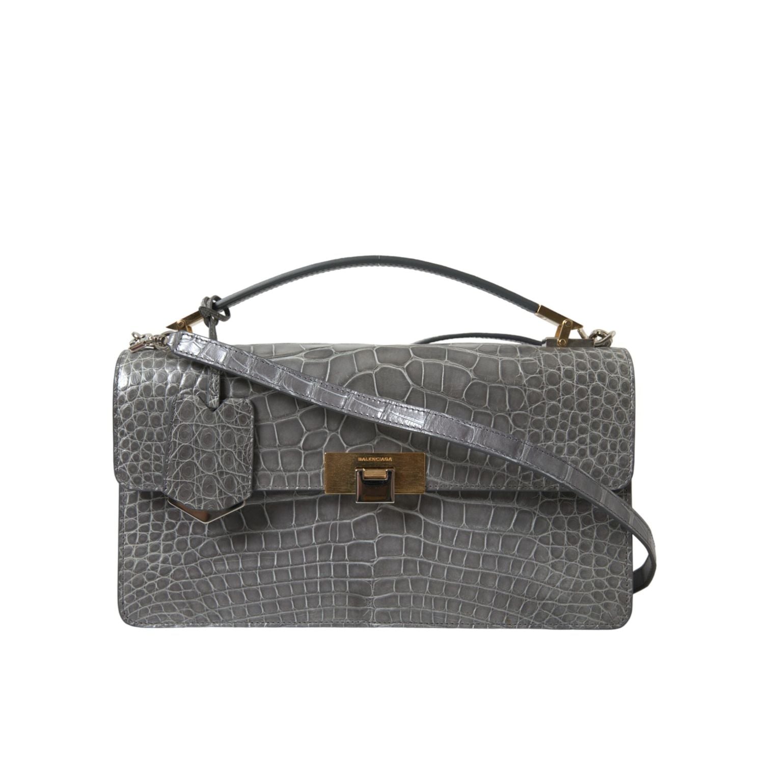 Balenciaga Gray Exotic Leather Medium Shoulder Hand Purse Bag