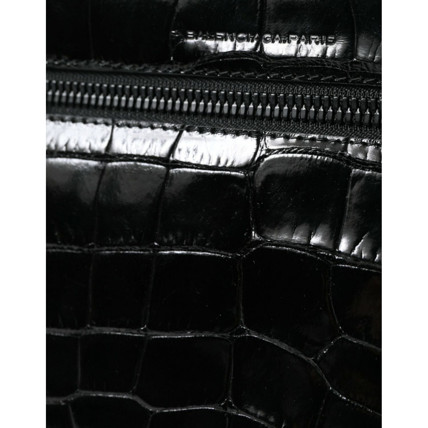 Balenciaga Black Exotic Leather Shoulder Crossbody Camera Bag