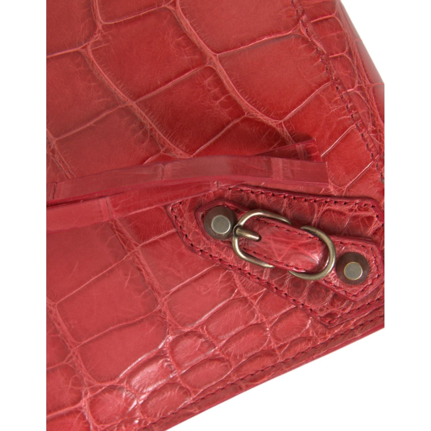 Balenciaga Red Exotic Skin Leather Classic Pouch Purse Wristlet Bag