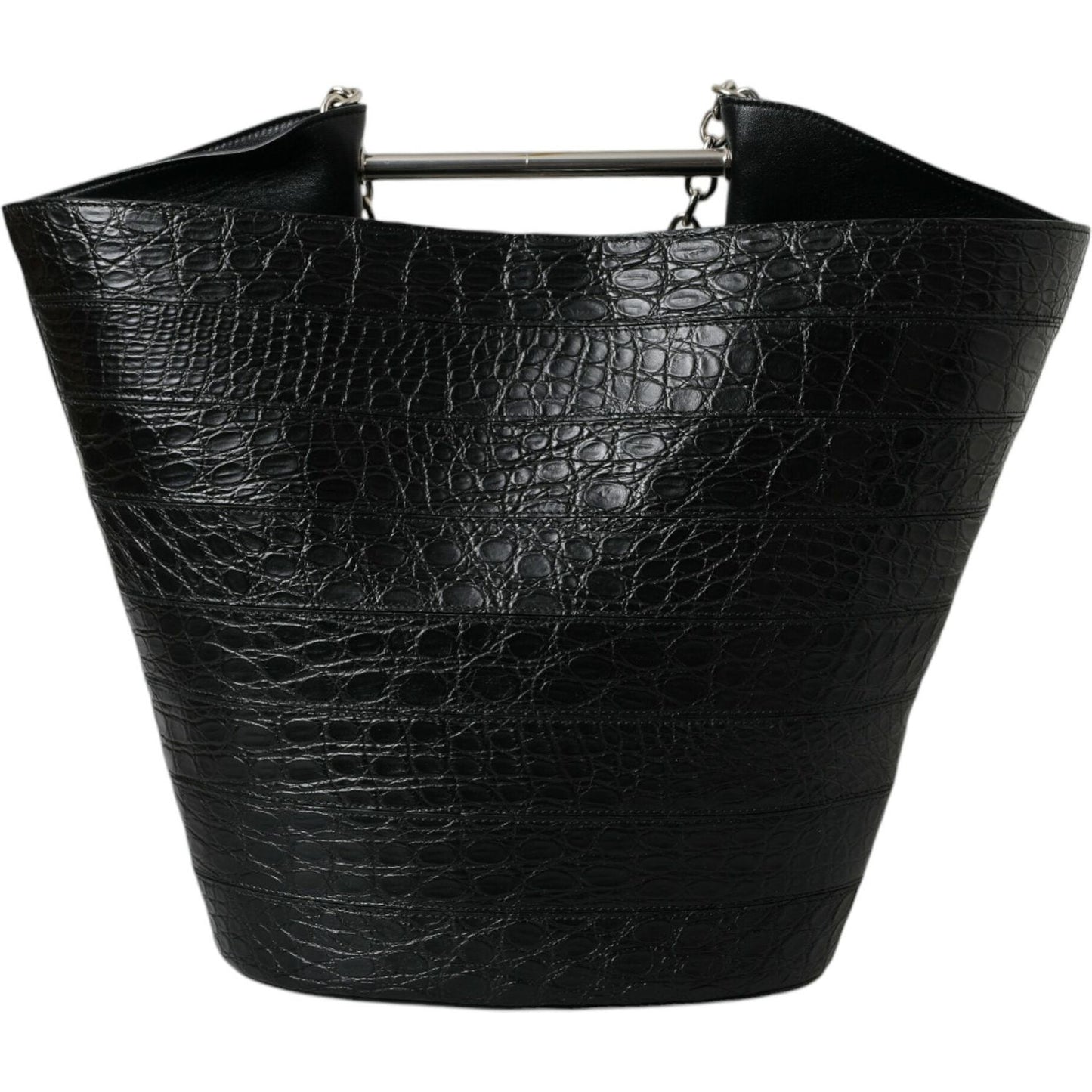 Balenciaga Elegant Black Crocodile Leather Maxi Bucket Bag Balenciaga